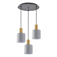 SE21-GM-4-3BL-SH2 ADEPT TUBE Gold Matt Pendant Grey Fabric Shade+ SE21-GM-4-3BL-SH2 ADEPT TUBE Gold Matt Pendant Grey Fabric Shade+