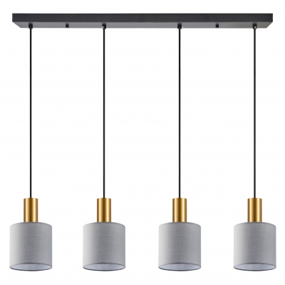 SE21-GM-4-4BL-SH2 ADEPT TUBE Gold Matt Pendant Grey Fabric Shade+
