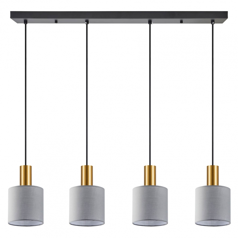 SE21-GM-4-4BL-SH2 ADEPT TUBE Gold Matt Pendant Grey Fabric Shade+