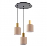 SE21-GM-4-3BL-SH3 ADEPT TUBE Gold Matt Pendant Brown Fabric Shade+