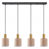 SE21-GM-4-4BL-SH3 ADEPT TUBE Gold Matt Pendant Brown Fabric Shade+