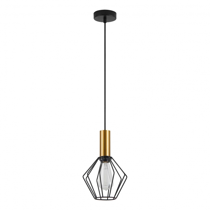 SE21-GM-4-GR1 ADEPT TUBE Gold Matt Pendant Black Metal Grid+