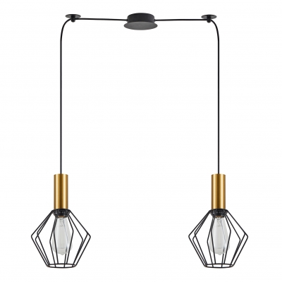 SE21-GM-4-BL2-GR1 ADEPT TUBE Gold Matt Pendant Black Metal Grid+