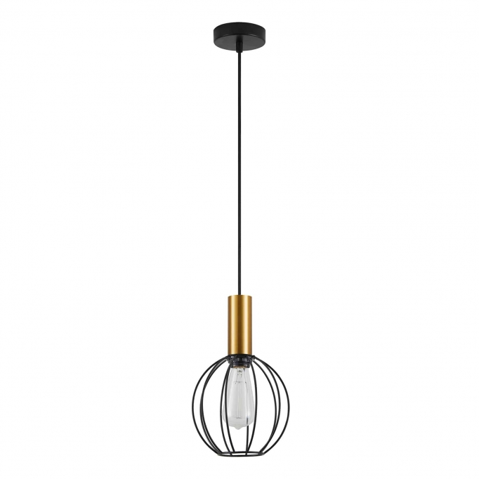 SE21-GM-4-GR1 ADEPT TUBE Gold Matt Pendant Black Metal Grid+