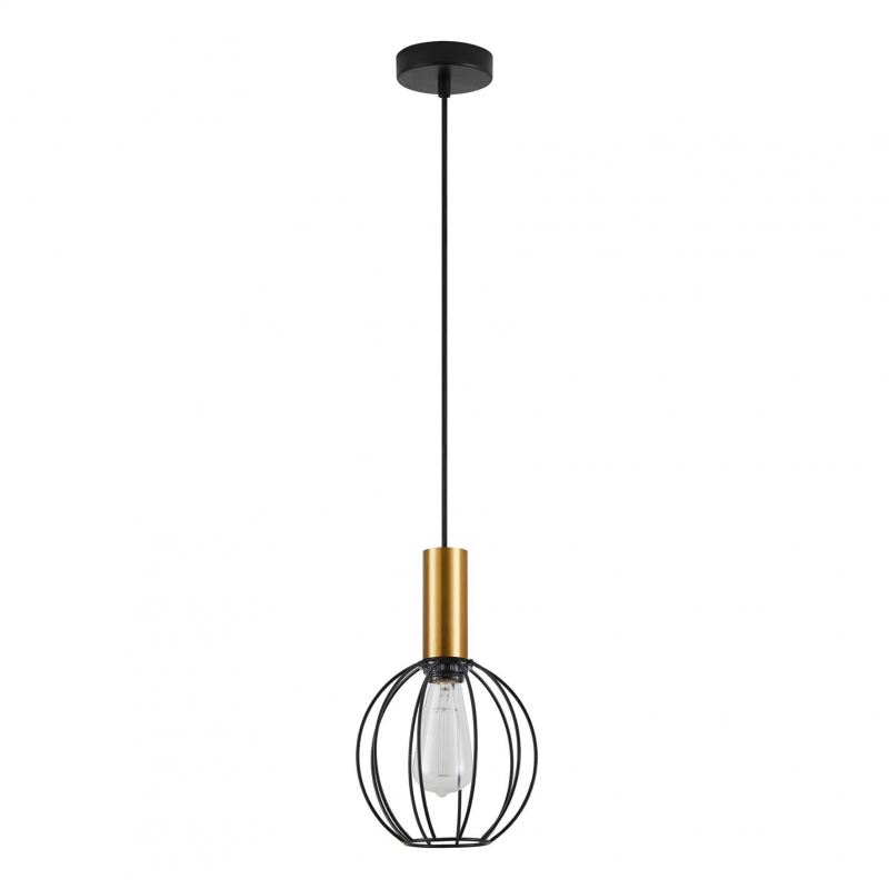 SE21-GM-4-GR1 ADEPT TUBE Gold Matt Pendant Black Metal Grid+