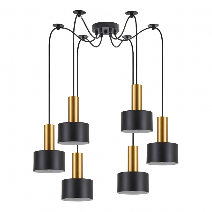 SE21-GM-4-BL6-MS1 ADEPT TUBE Gold Matt Pendant Black Metal Shade+