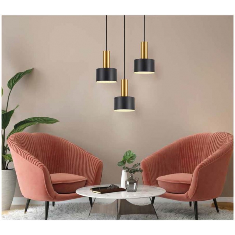 SE21-GM-4-3BL-MS1 ADEPT TUBE Gold Matt Pendant Black Metal Shade+ SE21-GM-4-3BL-MS1 ADEPT TUBE Gold Matt Pendant Black Metal Shade+