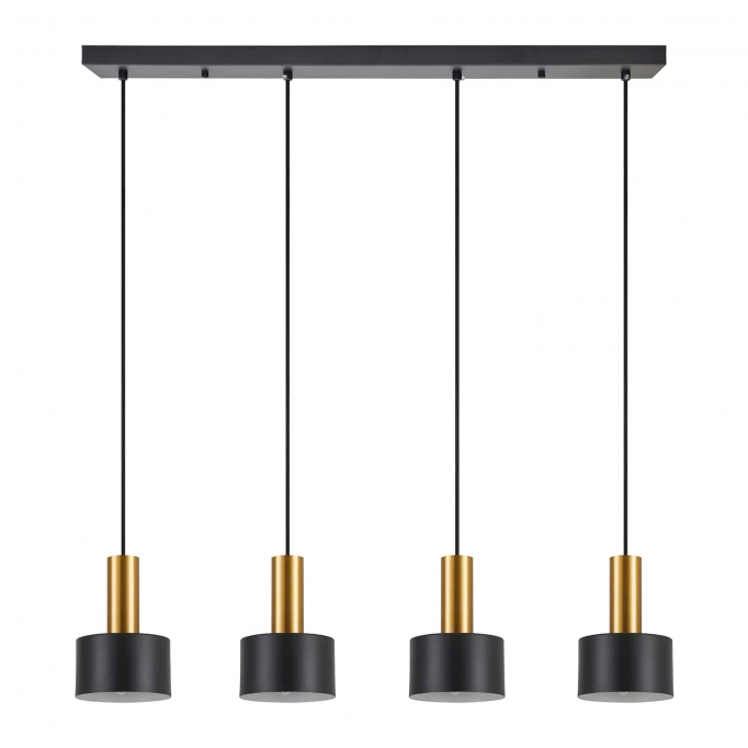 SE21-GM-4-4BL-MS1 ADEPT TUBE Gold Matt Pendant Black Metal Shade+