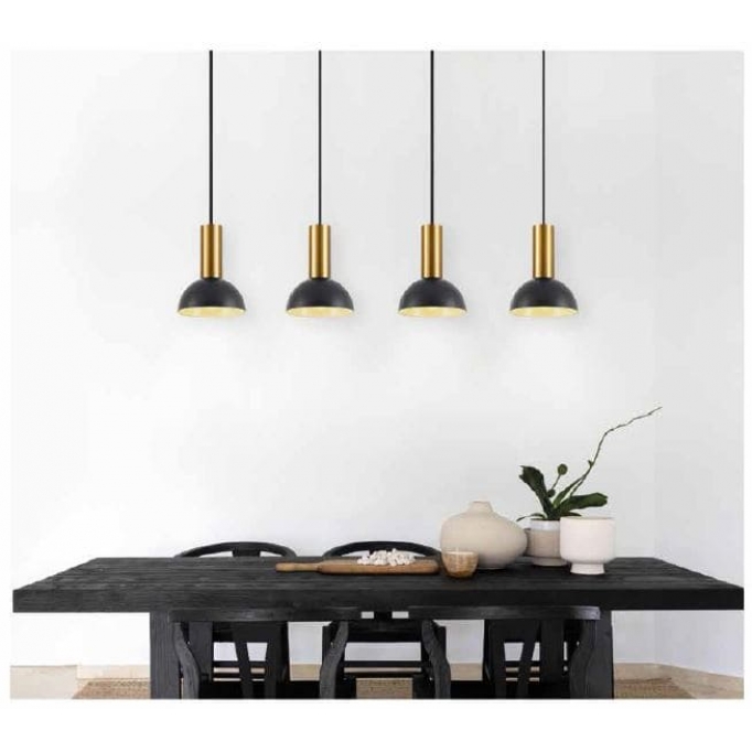 SE21-GM-4-4BL-MS3 ADEPT TUBE Gold Matt Pendant Black Metal Shade+