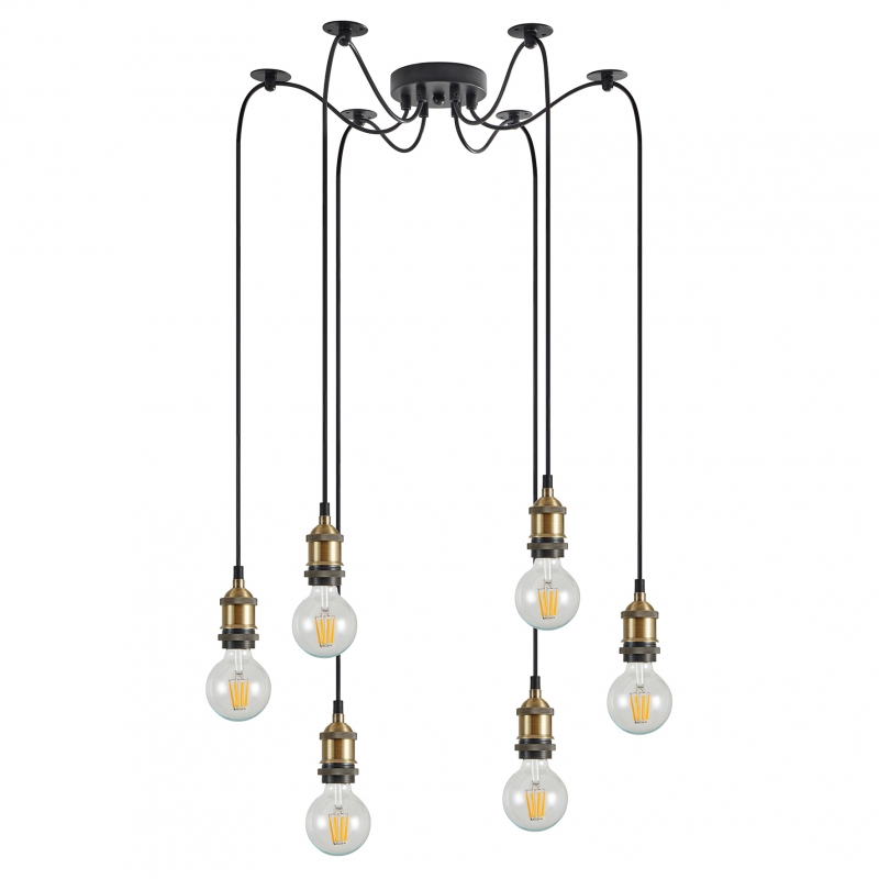 SE21-BR-10-BL6 MAGNUM Bronze Metal Pendant with Black Fabric Cable+ SE21-BR-10-BL6 MAGNUM Bronze Metal Pendant with Black Fabric Cable+