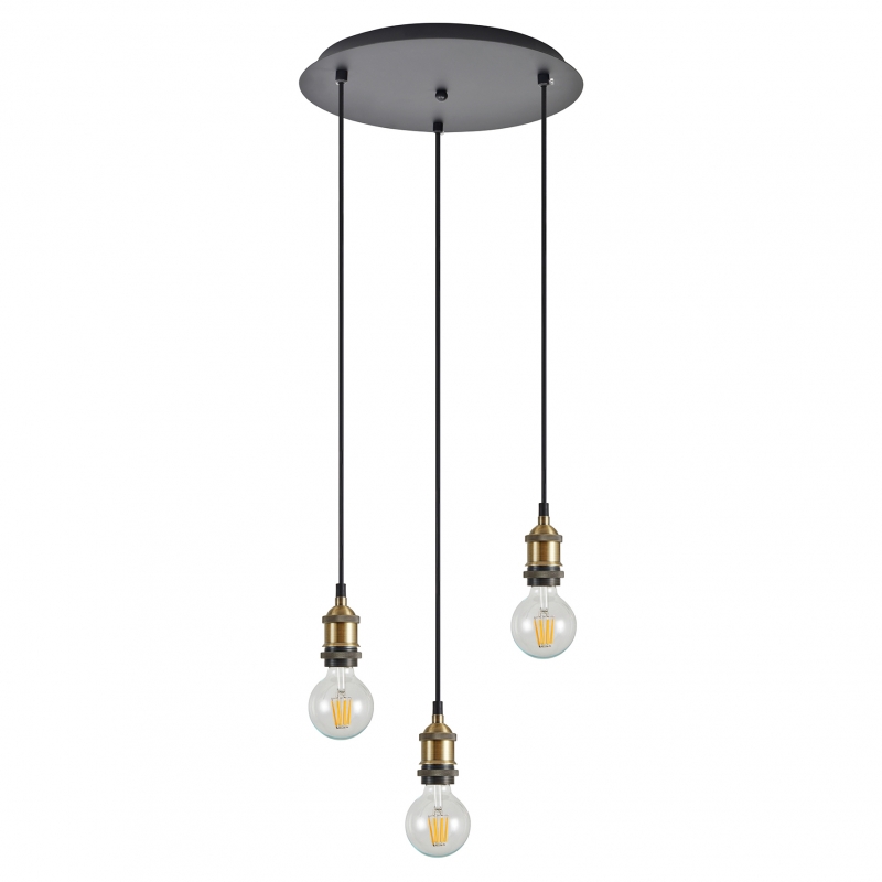 SE21-BR-10-3BL MAGNUM Bronze Metal Pendant with Black Fabric Cable+ SE21-BR-10-3BL MAGNUM Bronze Metal Pendant with Black Fabric Cable+