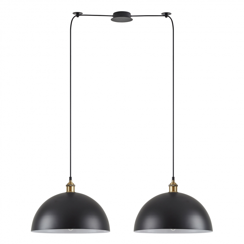 SE21-BR-10-BL2-MS40 MAGNUM Bronze Metal Pendant Black Shade with Black Fabric Cable+