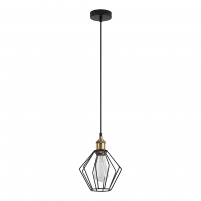 SE21-BR-10-GR1 MAGNUM Bronze Metal Pendant Black Metal Grid with Black Fabric Cable+