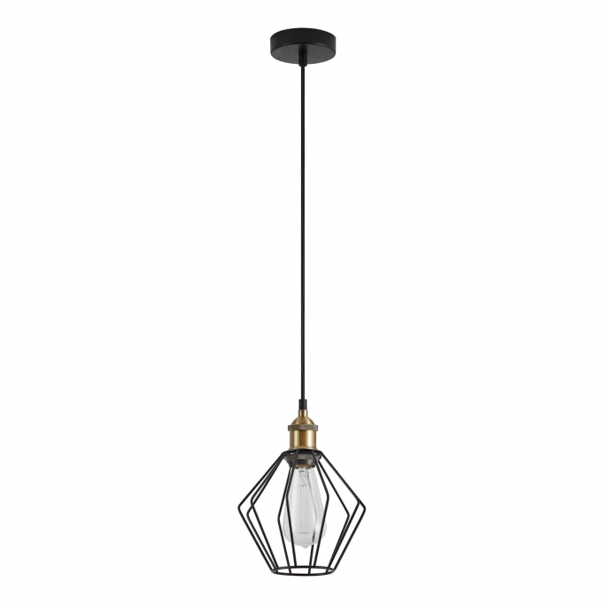 SE21-BR-10-GR1 MAGNUM Bronze Metal Pendant Black Metal Grid with Black Fabric Cable+