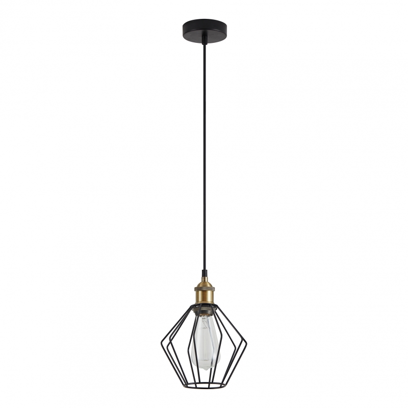 SE21-BR-10-GR1 MAGNUM Bronze Metal Pendant Black Metal Grid with Black Fabric Cable+