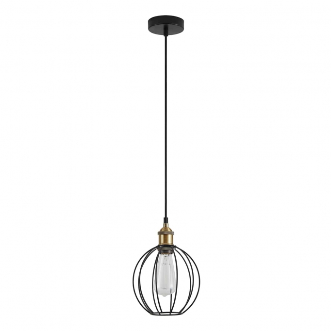 SE21-BR-10-GR2 MAGNUM Bronze Metal Pendant Black Metal Grid with Black Fabric Cable+