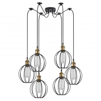 SE21-BR-10-BL6-GR2 MAGNUM Bronze Metal Pendant Black Metal Grid with Black Fabric Cable+
