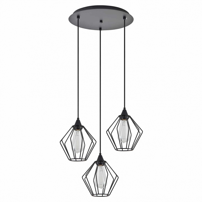 SE21-BL-B10-3BL-GR1 ADEPT PENDANT Black Metal Grid Pendant+