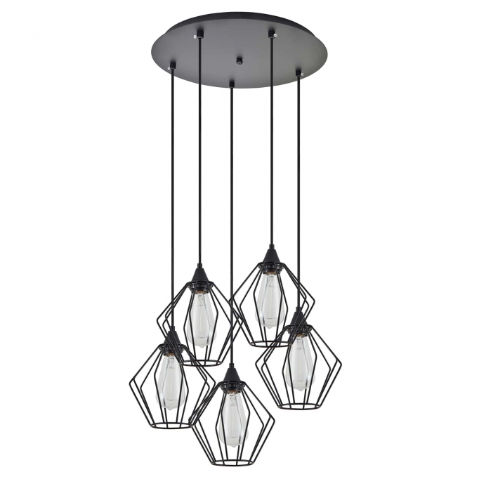 SE21-BL-B10-5BL-GR1 ADEPT PENDANT Black Metal Grid Pendant+