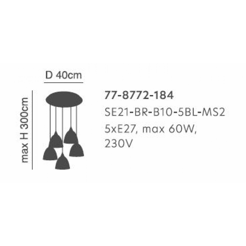 SE21-BR-10-5BL-MS2 MAGNUM BRONZE Black Metal Shade Pendant+