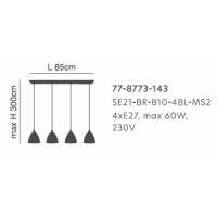 SE21-BR-10-4BL-MS2 MAGNUM BRONZE Black Metal Shade Pendant+