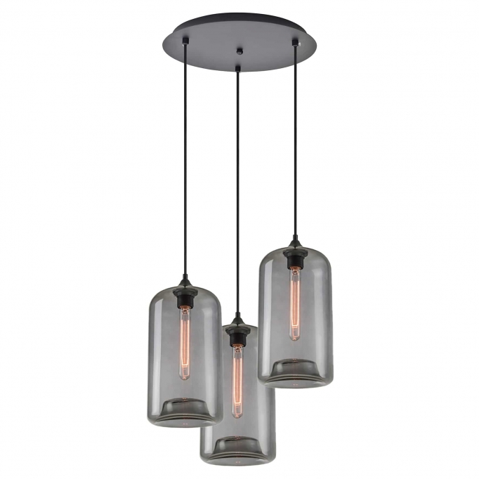 SE21-SM-19-30-3BL+ FEINT Smoked Glass Pendant+