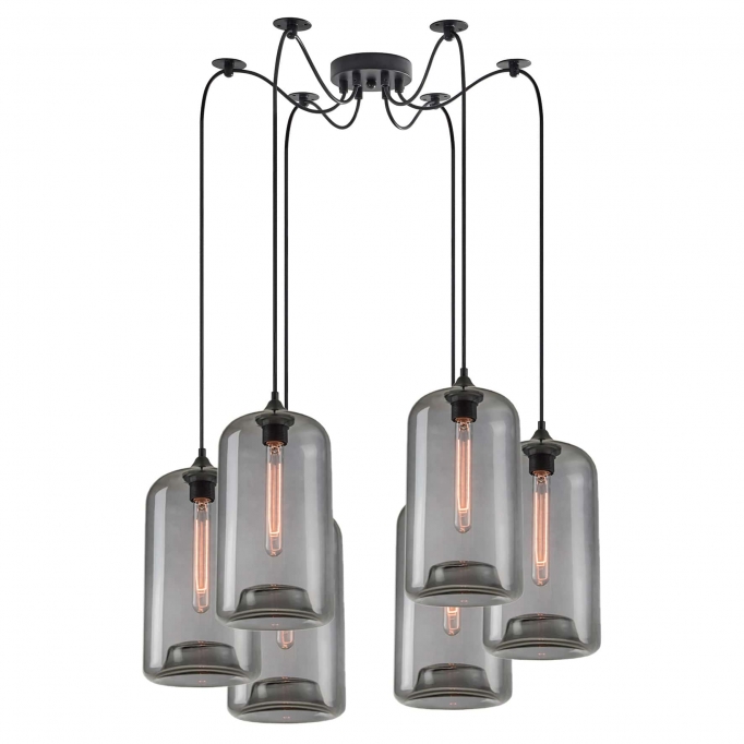 SE21-SM-19-30-BL6+ FEINT Smoked Glass Pendant+