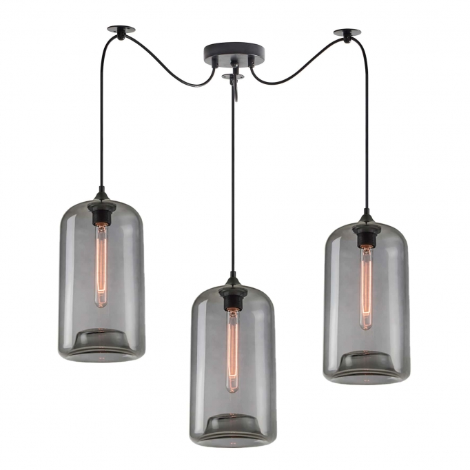 SE21-SM-19-30-BL3+ FEINT Smoked Glass Pendant+