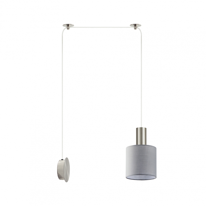 SE21-NM-4-NM1W-SH2 ADEPT TUBE Nickel Matt Wall Lamp Gray Fabric Shade+ SE21-NM-4-NM1W-SH2 ADEPT TUBE Nickel Matt Wall Lamp Gray Fabric Shade+