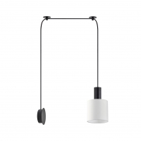 SE21-BL-4-NM1W-SH1 ADEPT TUBE Black Matt Wall Lamp White Fabric Shade+ SE21-BL-4-NM1W-SH1 ADEPT TUBE Black Matt Wall Lamp White Fabric Shade+