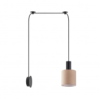 SE21-BL-4-NM1W-SH3 ADEPT TUBE Black Matt Wall Lamp Brown Fabric Shade+ SE21-BL-4-NM1W-SH3 ADEPT TUBE Black Matt Wall Lamp Brown Fabric Shade+