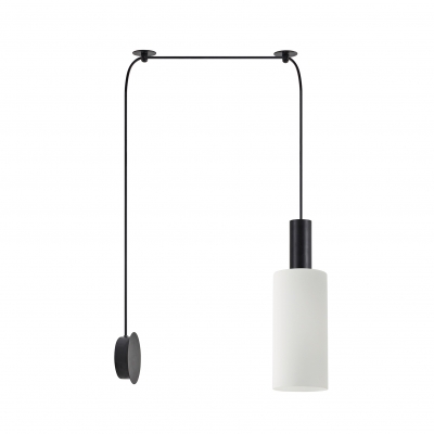 SE21-BL-GL3 ADEPT TUBE Black Matt Wall Lamp White Glass+