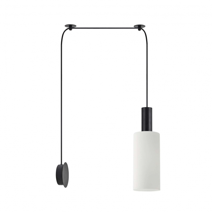 SE21-BL-GL3 ADEPT TUBE Black Matt Wall Lamp White Glass+