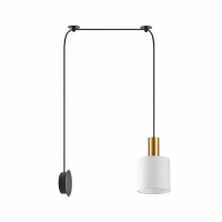 SE21-GM-4-NM1W-SH1 ADEPT TUBE Gold Matt Wall Lamp White Fabric Shade+ SE21-GM-4-NM1W-SH1 ADEPT TUBE Gold Matt Wall Lamp White Fabric Shade+