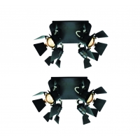 GU12015A-4R (x2) Mystik Packet Metal black ceiling lamp with rotating heads+ GU12015A-4R (x2) Mystik Packet Metal black ceiling lamp with rotating heads+