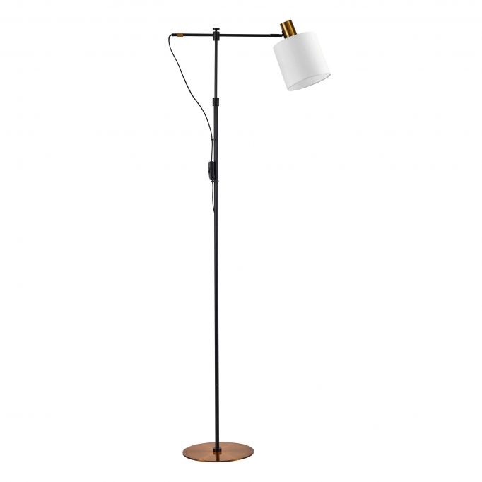 SE21-GM-39-SH1 ADEPT FLOOR LAMP Gold Matt and Black Metal Floor Lamp White Shade+