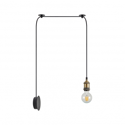 SE21-BR-10-BL1W MAGNUM Bronze Metal Wall Lamp with Black Fabric Cable+ SE21-BR-10-BL1W MAGNUM Bronze Metal Wall Lamp with Black Fabric Cable+