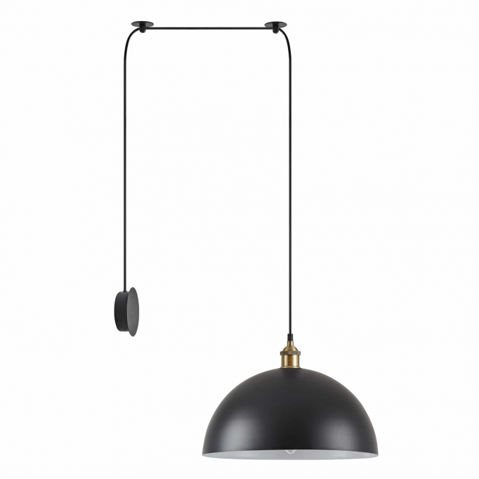 SE21-BR-10-BL1W-MS40 MAGNUM Bronze Metal Wall Lamp with Black Fabric Cable and Metal Shade+