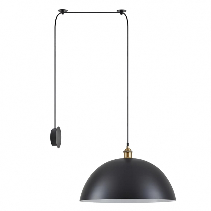 SE21-BR-10-BL1W-MS50 MAGNUM Bronze Metal Wall Lamp with Black Fabric Cable and Metal Shade+