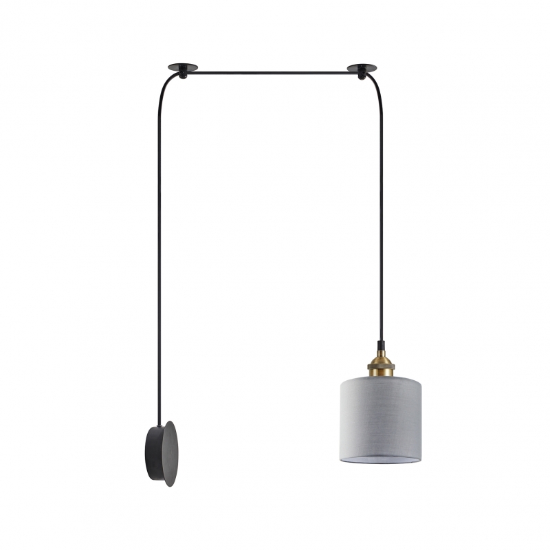SE21-BR-10-BL1W-SH2 MAGNUM BRONZE Grey Fabric Wall Lamp+ SE21-BR-10-BL1W-SH2 MAGNUM BRONZE Grey Fabric Wall Lamp+