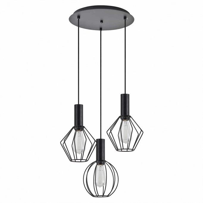 SE21-BL-4-3BL-GR12 ADEPT FLEX Black Pendant Black Metal Grid+