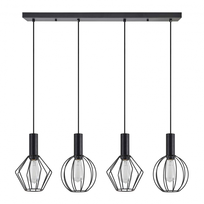 SE21-BL-4-4BL-GR12 ADEPT FLEX Black Pendant Black Metal Grid+