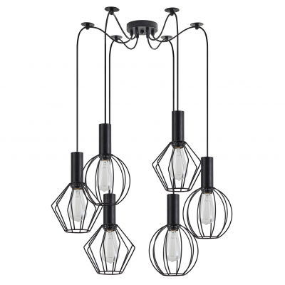 SE21-BL-4-BL6-GR12 ADEPT FLEX Black Pendant Black Metal Grid+