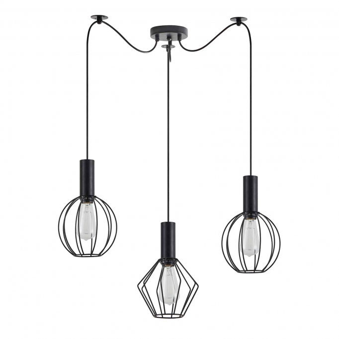 SE21-BL-4-BL3-GR12 ADEPT FLEX Black Pendant Black Metal Grid+