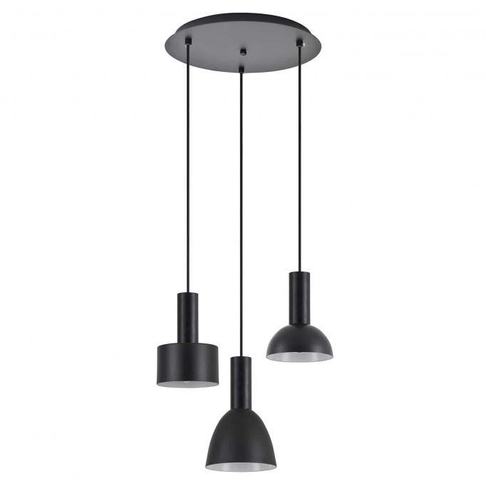 SE21-BL-4-3BL-MS123 ADEPT FLEX Black Pendant Black Metal Shade+