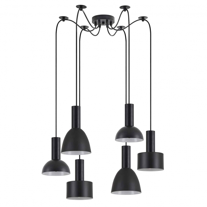 SE21-BL-4-BL6-MS12 ADEPT FLEX Black Pendant Black Metal Shade+