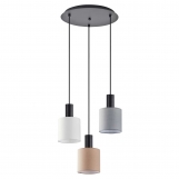 SE21-BL-4-3BL-SH123 ADEPT FLEX Black Pendant White, Grey, Brown Fabric Shade+