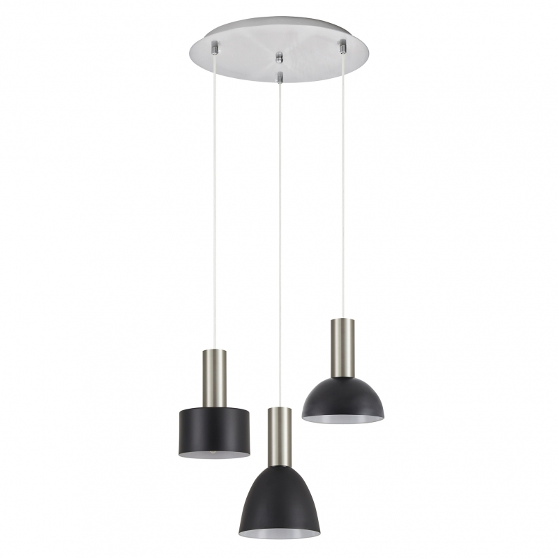 SE21-NM-4-3BL-MS123 ADEPT FLEX Nickel Matt Pendant Black Metal Shade+ SE21-NM-4-3BL-MS123 ADEPT FLEX Nickel Matt Pendant Black Metal Shade+