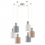 SE21-NM-4-BL6-SH12 ADEPT FLEX Nickel Matt Pendant White, Grey, Brown Fabric Shade+