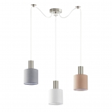 SE21-NM-4-BL3-SH12 ADEPT FLEX Nickel Matt Pendant White, Grey, Brown Fabric Shade+